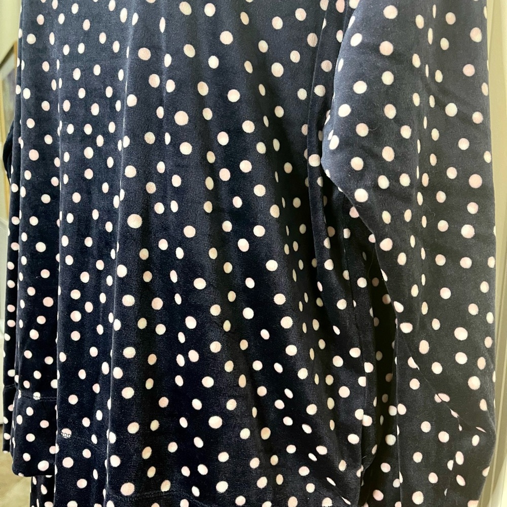 Nautica Pajama Set Navy and Pink Polka Dot Silky Stretch Fleece Size L - Picture 2 of 9